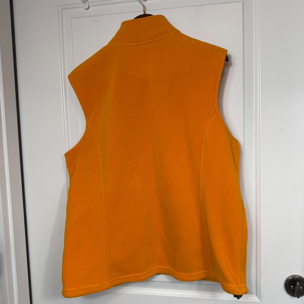LL Bean Mens Polartec Fleece Vest XL Orange Full Zip Sleeveless Jacket 284628 - Picture 7 of 7